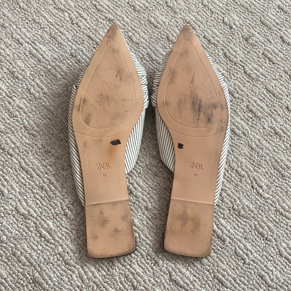 Zara Knotted Striped Mules Slip On Bow Flats size 40 US size 9 - Picture 11 of 12